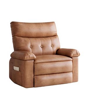 Oversized Manual Recliner Chair - PU Leather with Overstuffed Arms and Back for Comfort