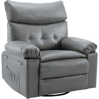 Oversized Manual Recliner Chair - PU Leather with Overstuffed Arms and Back for Comfort