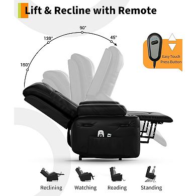 Oversized Power Lift Recliner with Heating and Massage - Adjustable Electric Lift Chair