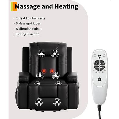 Oversized Power Lift Recliner with Heating and Massage - Adjustable Electric Lift Chair
