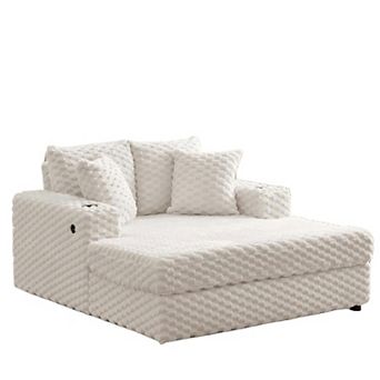 Oversized Upholstered Chaise Lounge Chair with Throw Pillows and Armrests - Cozy Sleeper Couch