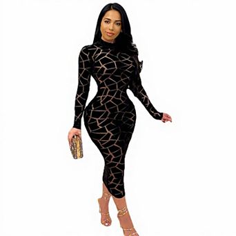 Party Ready Sheer Mesh Bodycon Mini Dress