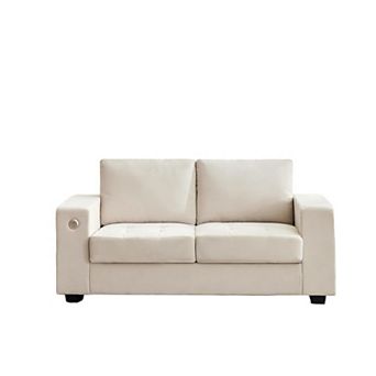 Plush Cloud Loveseat with USB Charging Ports, Machine-Washable Cover and Deep Chenille Seat