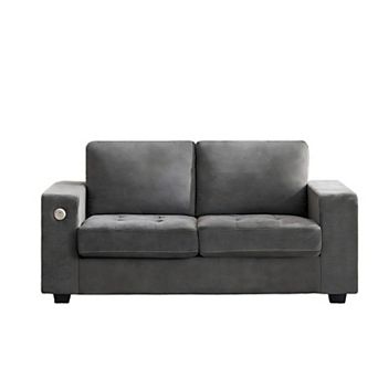 Plush Cloud Loveseat with USB Charging Ports, Machine-Washable Cover and Deep Chenille Seat