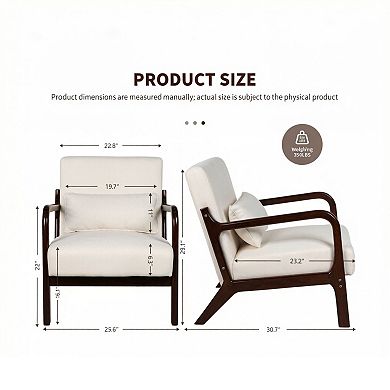 GOODSILO Modern Accent Armchair with Solid Wood Frame and Detachable Lumbar Pillow