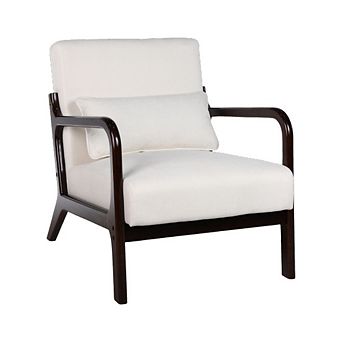 GOODSILO Modern Accent Armchair with Solid Wood Frame and Detachable Lumbar Pillow