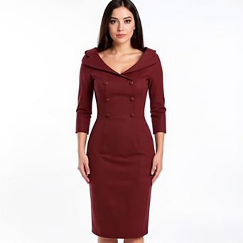 Retro Sweetheart Neck Maroon Party Dress