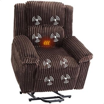Power Lift Recliner Chair with Heat and Massage - Electric Plush Recliner with Supportive Padding