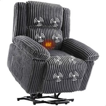 Power Lift Recliner Chair with Heat and Massage - Electric Plush Recliner with Supportive Padding