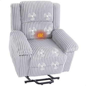 Power Lift Recliner Chair with Heat and Massage - Electric Plush Recliner with Supportive Padding