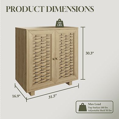2 Door Woven Pattern Accent Storage Cabinet Sideboard
