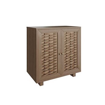 2 Door Woven Pattern Accent Storage Cabinet Sideboard