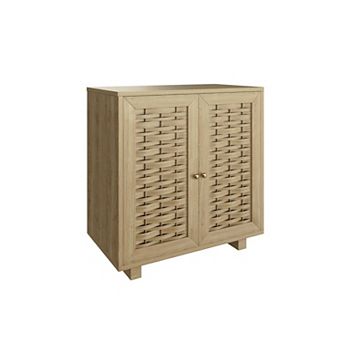 2 Door Woven Pattern Accent Storage Cabinet Sideboard