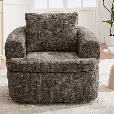 GOODSILO Modern Swivel Accent Barrel Chair with Dual-Layer Cushion Design