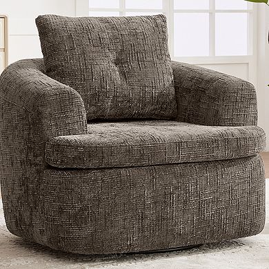 GOODSILO Modern Swivel Accent Barrel Chair with Dual-Layer Cushion Design