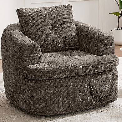 GOODSILO Modern Swivel Accent Barrel Chair with Dual-Layer Cushion Design