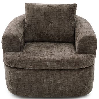 GOODSILO Modern Swivel Accent Barrel Chair with Dual-Layer Cushion Design