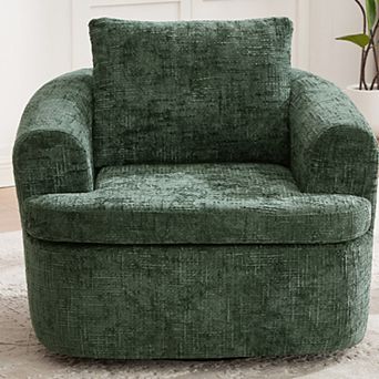GOODSILO Modern Swivel Accent Barrel Chair with Dual-Layer Cushion Design