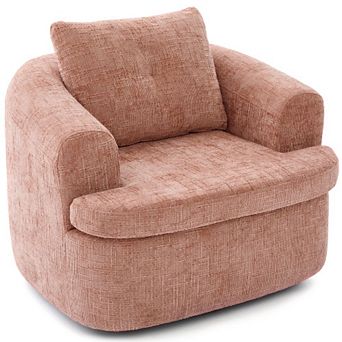 GOODSILO Modern Swivel Accent Barrel Chair with Dual-Layer Cushion Design