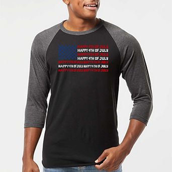 Happy 4th of July - Men's Raglan Baseball Word Art T-Shirt