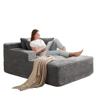 Oversized Round Chaise Lounge Chair - Plush Indoor Floor Lounger and Modern Cozy Furniture