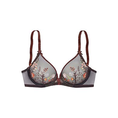 Lascana Women's Sheer Embroidered Underwire Bra