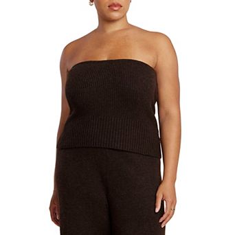 ELOQUII Women's Plus Size Sweater Ribbed Tube Top
