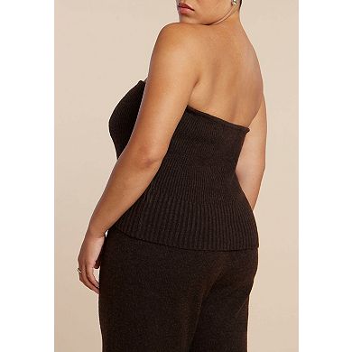 ELOQUII Women's Plus Size Sweater Ribbed Tube Top