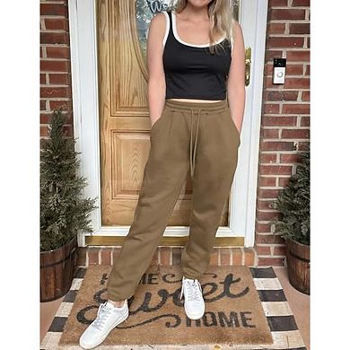 PINSPARK Women's Fleece Lined Winter Joggers Thick Warm Athletic Sweatpants with Pockets