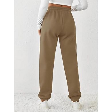 PINSPARK Women's Fleece Lined Winter Joggers Thick Warm Athletic Sweatpants with Pockets