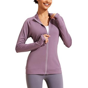 Pinspark Women's Lightweight Full Zip Workout Jacket Slim Fit Running Jacket with Thumb HolesPockets