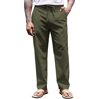 COOFANDY Men' Linen Pants Drawstring Casual Trousers Lightweight Loose Beach Yoga Pants
