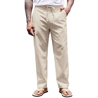 COOFANDY Men' Linen Pants Drawstring Casual Trousers Lightweight Loose Beach Yoga Pants