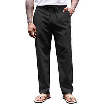 COOFANDY Men' Linen Pants Drawstring Casual Trousers Lightweight Loose Beach Yoga Pants