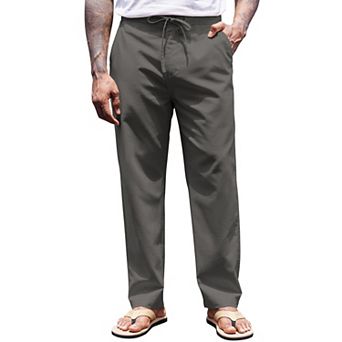 COOFANDY Men' Linen Pants Drawstring Casual Trousers Lightweight Loose Beach Yoga Pants