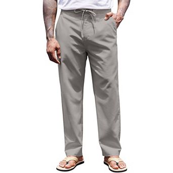 COOFANDY Men' Linen Pants Drawstring Casual Trousers Lightweight Loose Beach Yoga Pants