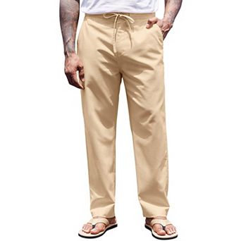 COOFANDY Men' Linen Pants Drawstring Casual Trousers Lightweight Loose Beach Yoga Pants