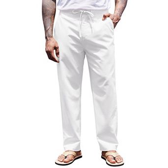 COOFANDY Men' Linen Pants Drawstring Casual Trousers Lightweight Loose Beach Yoga Pants