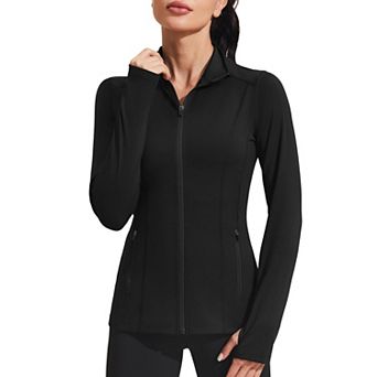 Pinspark Women's Full Zip Track Jacket Athletic Running Jacket with Thumb Holes for Gym Yoga