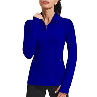 Pinspark Women's Full Zip Track Jacket Athletic Running Jacket with Thumb Holes for Gym Yoga