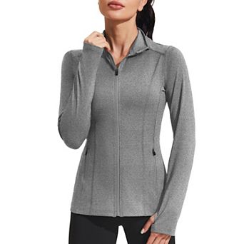 Pinspark Women's Full Zip Track Jacket Athletic Running Jacket with Thumb Holes for Gym Yoga