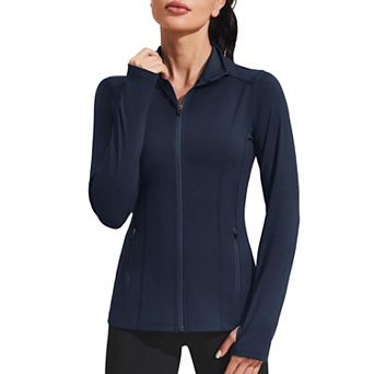 Pinspark Women's Full Zip Track Jacket Athletic Running Jacket with Thumb Holes for Gym Yoga