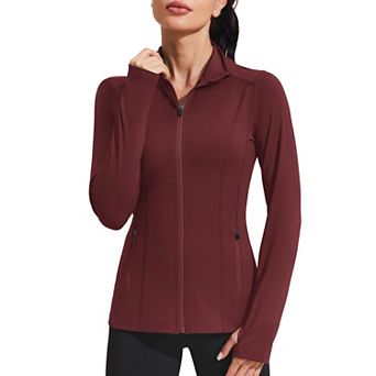 Pinspark Women's Full Zip Track Jacket Athletic Running Jacket with Thumb Holes for Gym Yoga