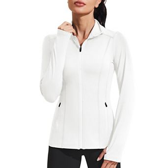 Pinspark Women's Full Zip Track Jacket Athletic Running Jacket with Thumb Holes for Gym Yoga