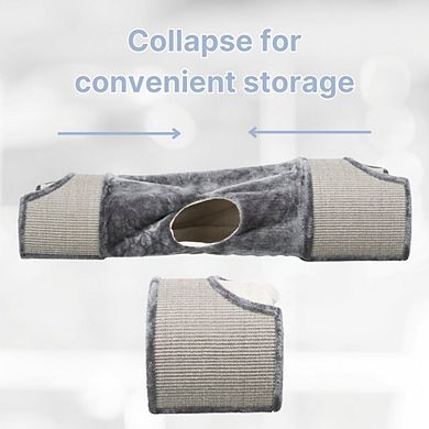 Sisal & Plush 1-Level Cat Condos with Scratching Surface, Tunnel & Cat Toy