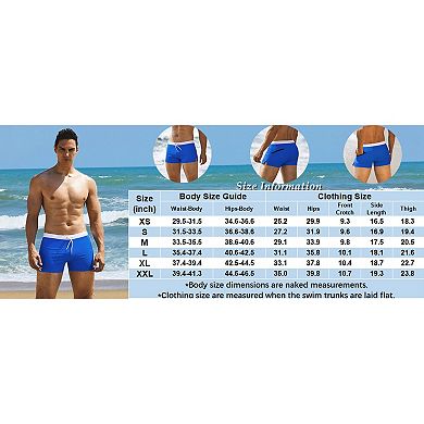 COOFANDY Men' Swimwear Swimsuits Solid Basic Swim Boxer Trunks Board Shorts with Zipper Pockets