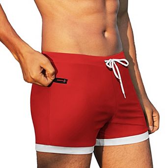 COOFANDY Men' Swimwear Swimsuits Solid Basic Swim Boxer Trunks Board Shorts with Zipper Pockets
