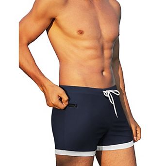 COOFANDY Men' Swimwear Swimsuits Solid Basic Swim Boxer Trunks Board Shorts with Zipper Pockets