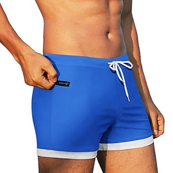 COOFANDY Men' Swimwear Swimsuits Solid Basic Swim Boxer Trunks Board Shorts with Zipper Pockets