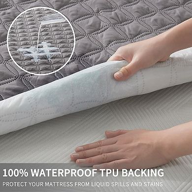 Waterproof Mattress Protector, Queen Size Mattress Pad with Deep Pocket Fitted Up to 6"-18"